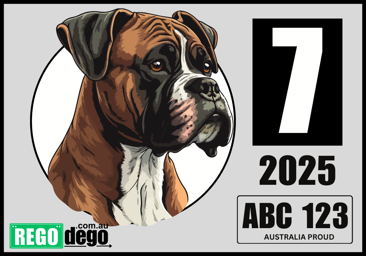Boxer DOG - REGO Reminder Sticker