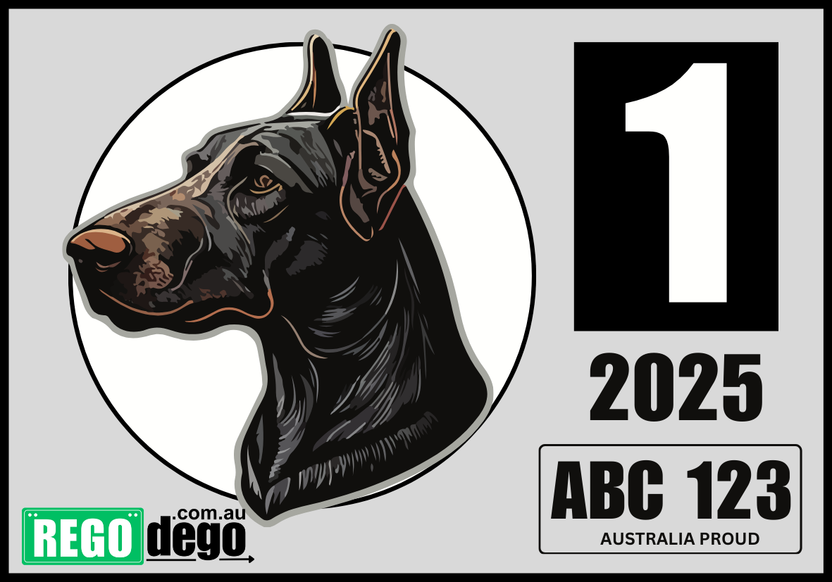 Doberman DOG - REGO Reminder Sticker