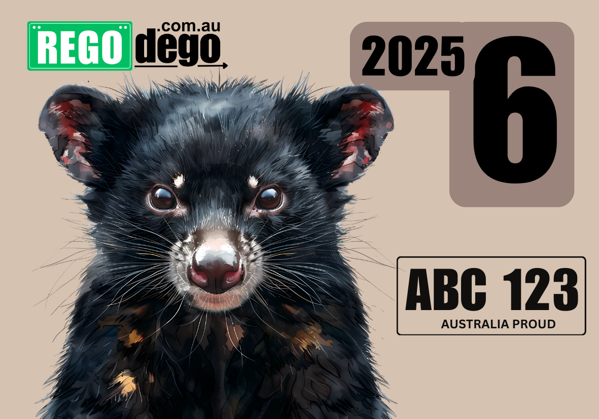 Tassie Devil forward facing - REGO Reminder Sticker