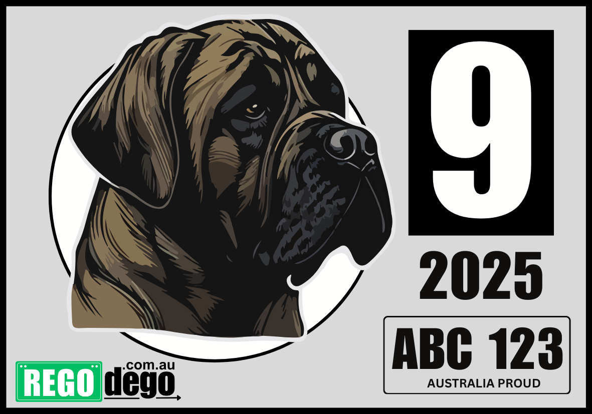 Mastiff DOG - REGO Reminder Sticker