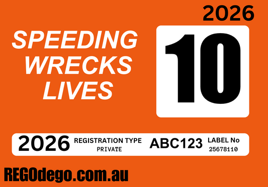 Classic orange speeding - REGO Reminder Sticker