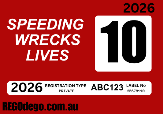Classic red speeding - REGO Reminder Sticker
