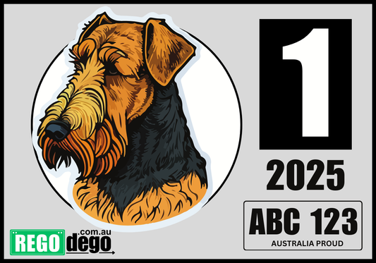 Airedale Terrier DOG - REGO Reminder Sticker