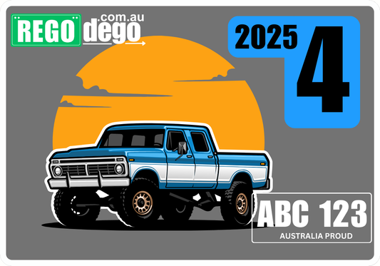 American pick-up truck- REGO Reminder Sticker