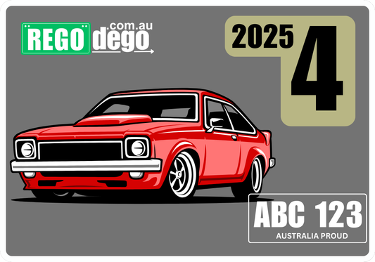 Aussie muscle car - REGO Reminder Sticker