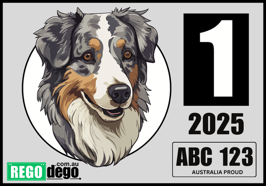 Australian Shepherd DOG - REGO Reminder Sticker