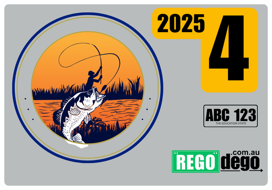 Fishing retro- REGO Reminder Sticker