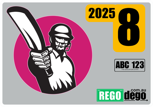 Retro cricketer - REGO Reminder Sticker