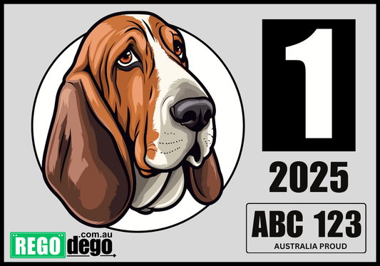 Basset Hound DOG - REGO Reminder Sticker