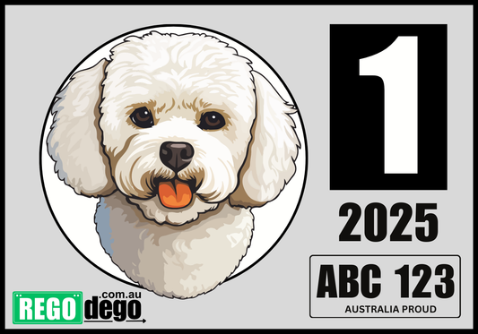Bichon Frise DOG - REGO Reminder Sticker