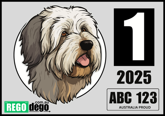 Bobtail DOG - REGO Reminder Sticker