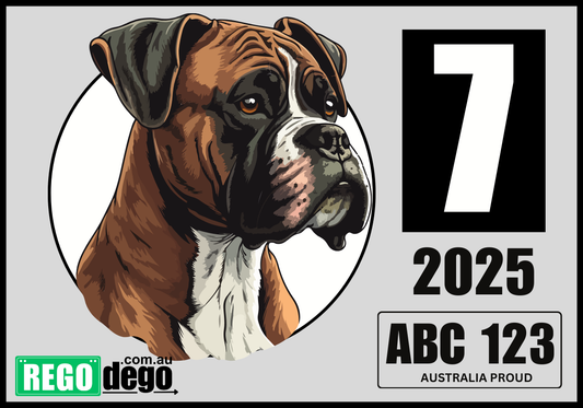 Boxer DOG - REGO Reminder Sticker