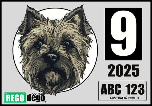 Cairn Terrier DOG - REGO Reminder Sticker