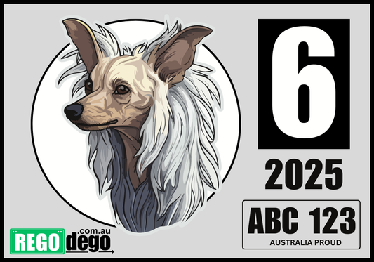 Chinese crested DOG - REGO Reminder Sticker