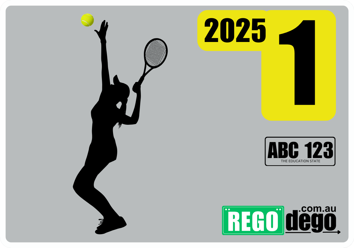 Woman tennis serve - REGO Reminder Sticker
