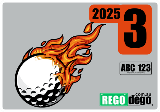 Golf ball on fire - REGO Reminder Sticker