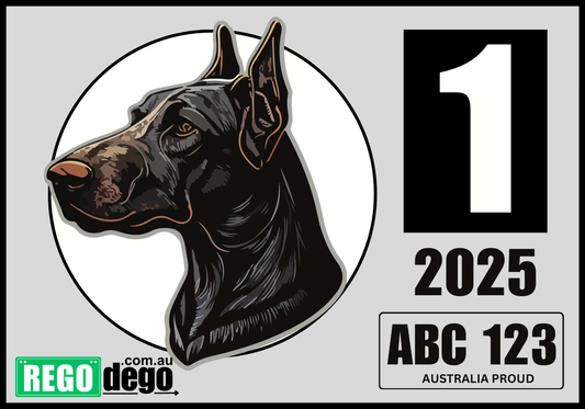 Doberman DOG - REGO Reminder Sticker