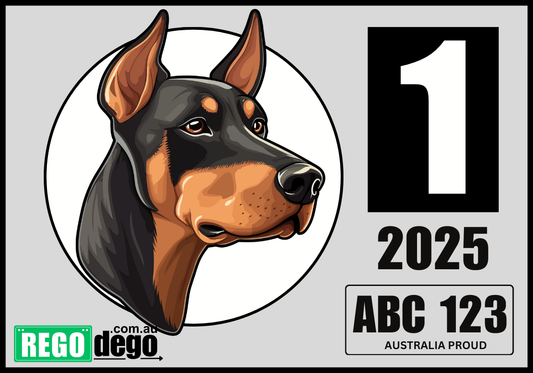 Doberman DOG - REGO Reminder Sticker