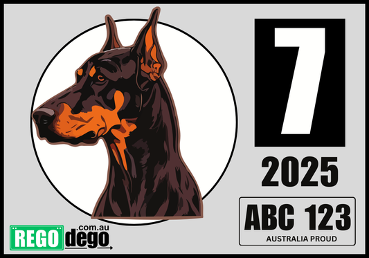 Doberman DOG - REGO Reminder Sticker