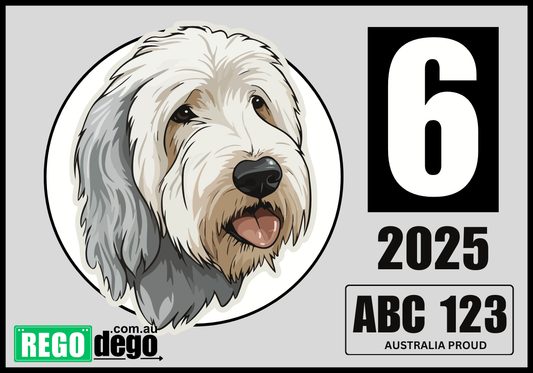 English Sheepdog DOG - REGO Reminder Sticker