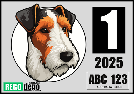 Fox Terrier DOG - REGO Reminder Sticker