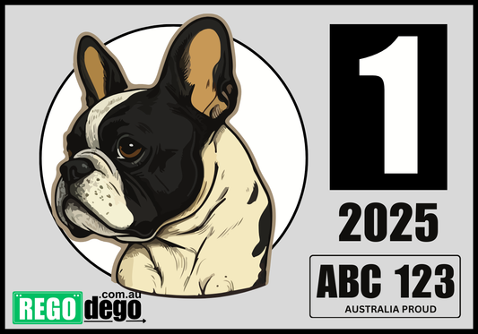 French Bulldog DOG - REGO Reminder Sticker