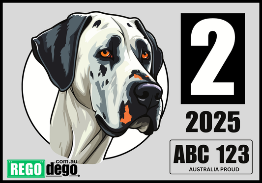 Great Dane DOG - REGO Reminder Sticker