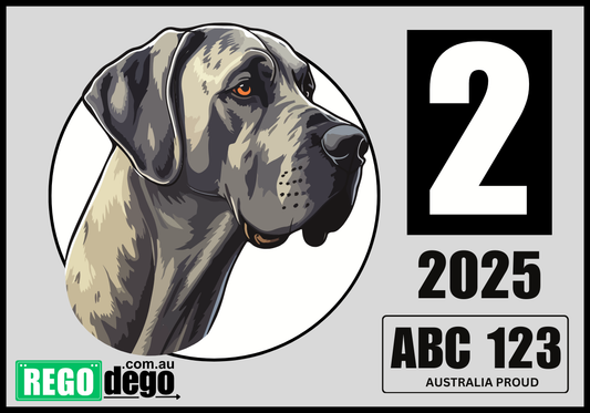 Great Dane DOG - REGO Reminder Sticker