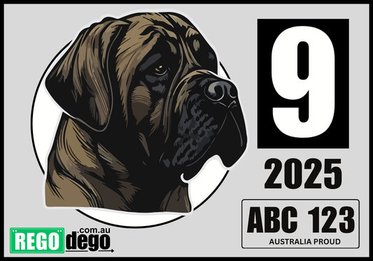 Mastiff DOG - REGO Reminder Sticker