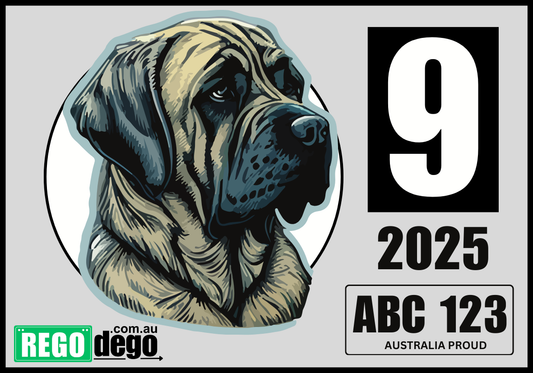 Mastiff DOG - REGO Reminder Sticker