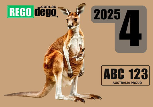Red Kangaroo with joey - REGO Reminder Sticker