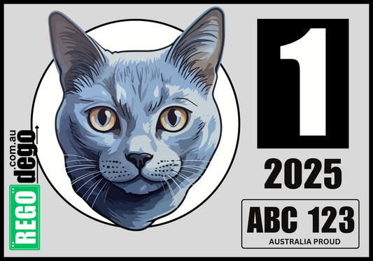 Russian Blue CAT - REGO Reminder Sticker