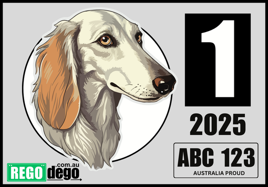Saluki DOG - REGO Reminder Sticker