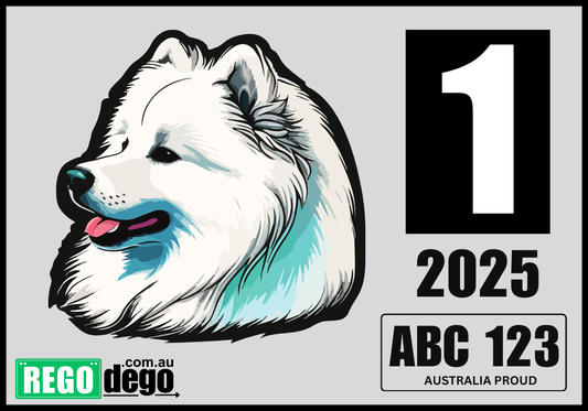 Samoyed DOG - REGO Reminder Sticker