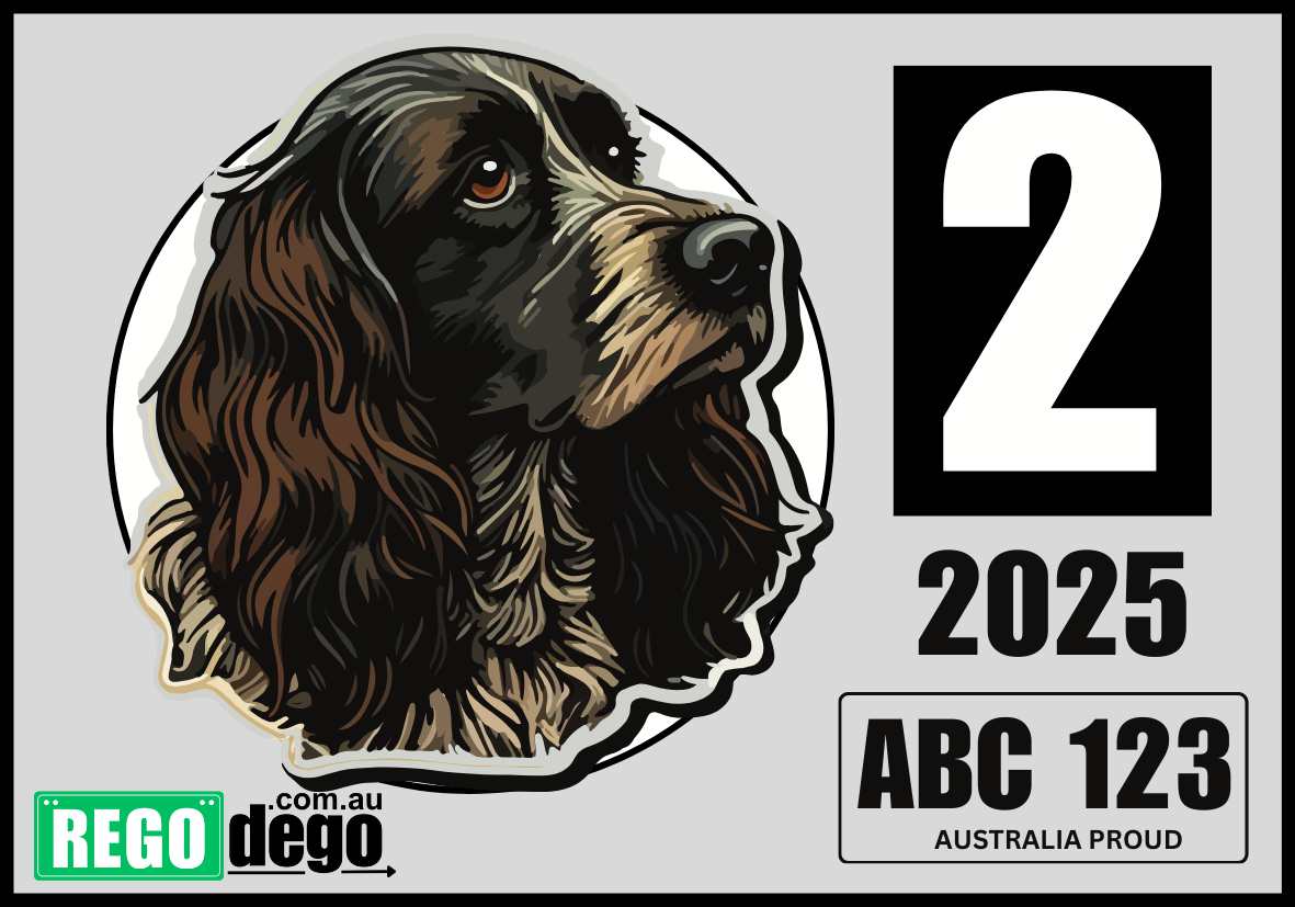 Spaniel DOG - REGO Reminder Sticker