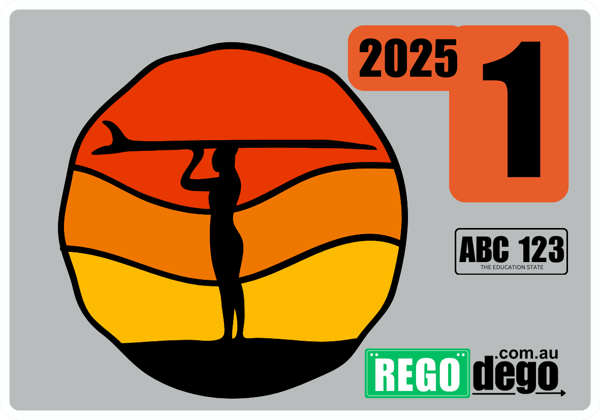 Surfer with sunset background - REGO Reminder Sticker