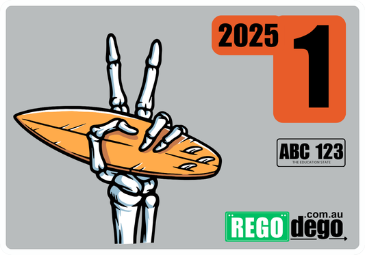 Peace sign with surfboard - REGO Reminder Sticker